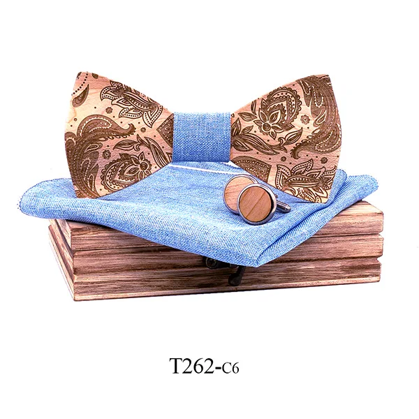 T262-C6 T262 3D Пейсли деревянные галстуки-бабочки для мужчин деревянный галстук деревянные джентльменские галстуки-бабочки ручной работы Свадебный подарок для мужчин - Цвет: T262-C6
