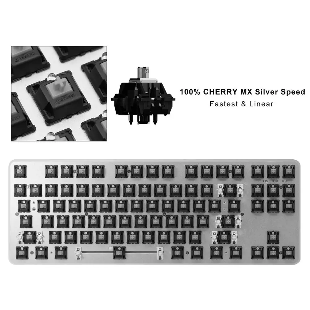 GK87 PRO RGB Механическая игровая клавиатура Cherry MX Speed Серебристая цветная