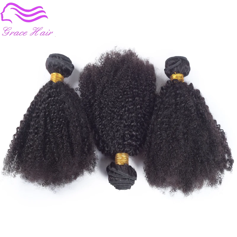 8А Перуанской Странный Вьющиеся Волосы Девственницы Благодать 3 Связки Afro Kinky