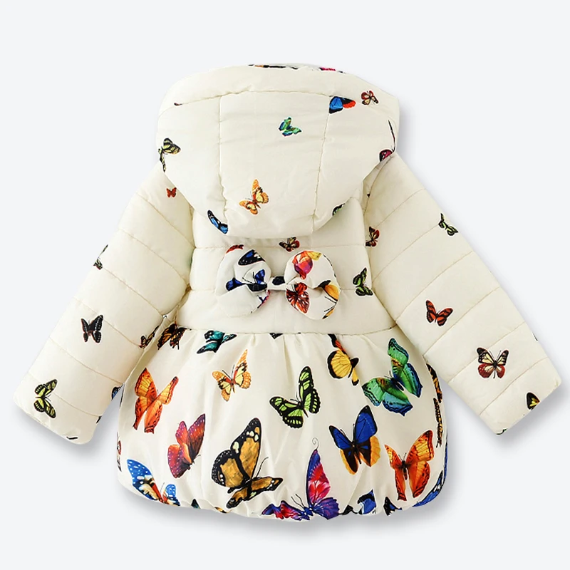 Зимнее пальто для девочек детское детские Цвет куртка на молнии с принтом