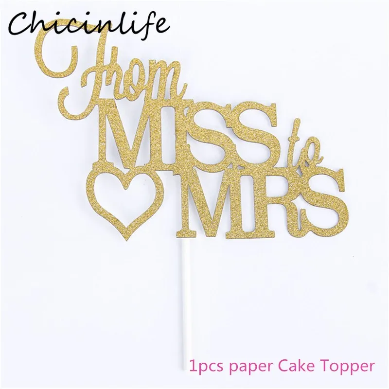 Chicinlife 1 шт. Золотой/Серебряный от мисс до миссис Топпер для торта девичника
