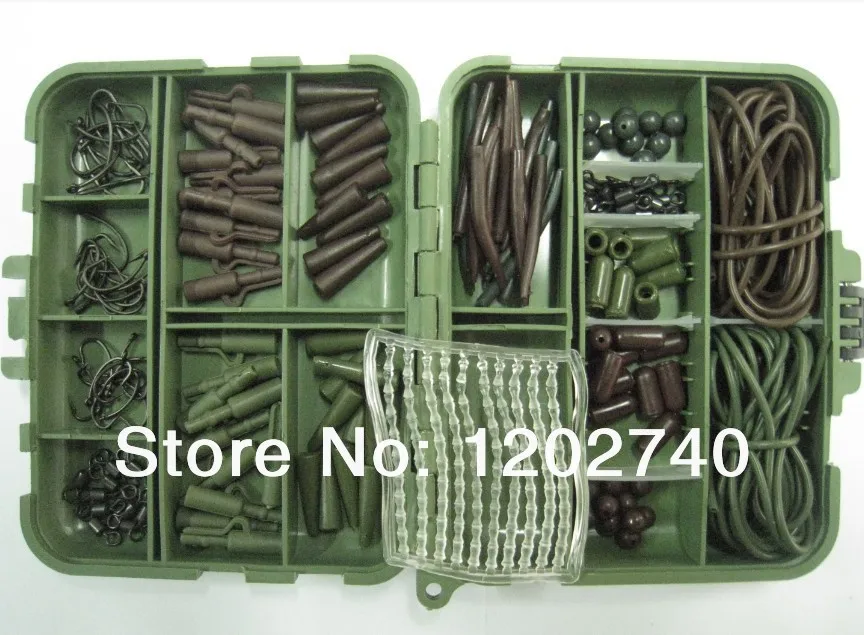 Ящик для рыболовных снастей карпа с 262 крючками зажимами безопасных крепежными