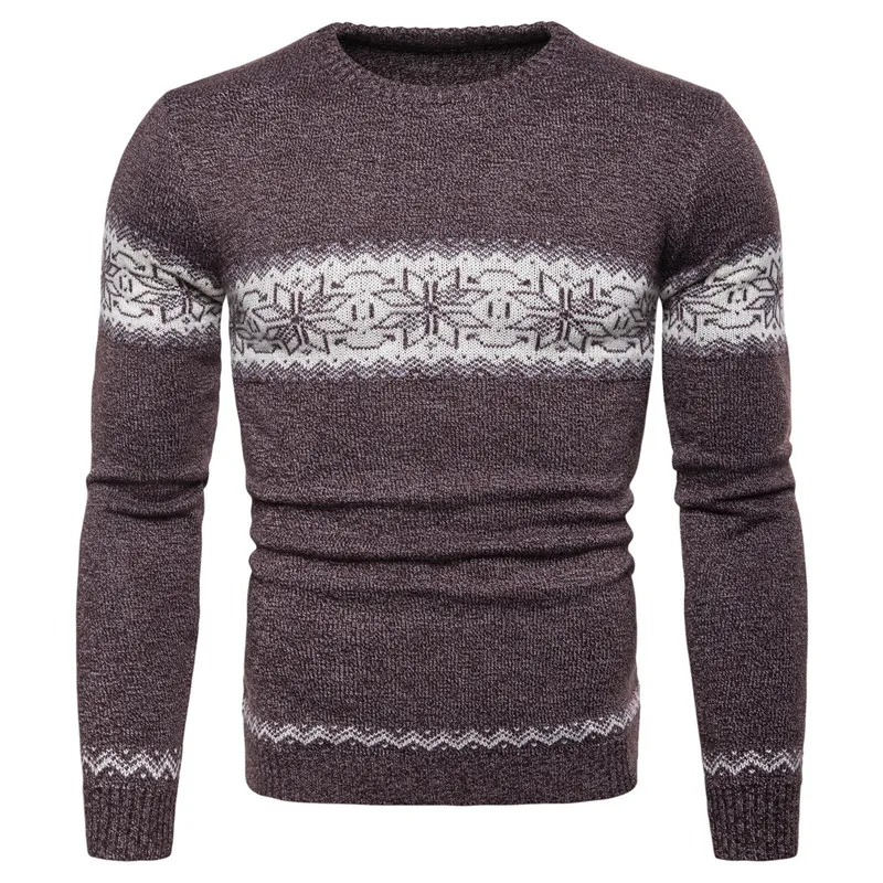 

Men Round Neck Pullover Slim Sweater Fashion Men Cotton Stitching Color Spot Knit Bottoming Shirt For Male Autumn Winter