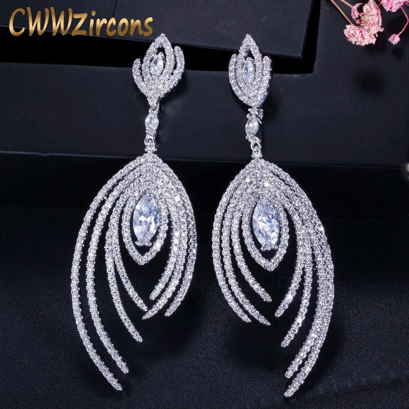 Женские длинные серьги подвески из циркония с микрозакрепкой|earrings for|earring for