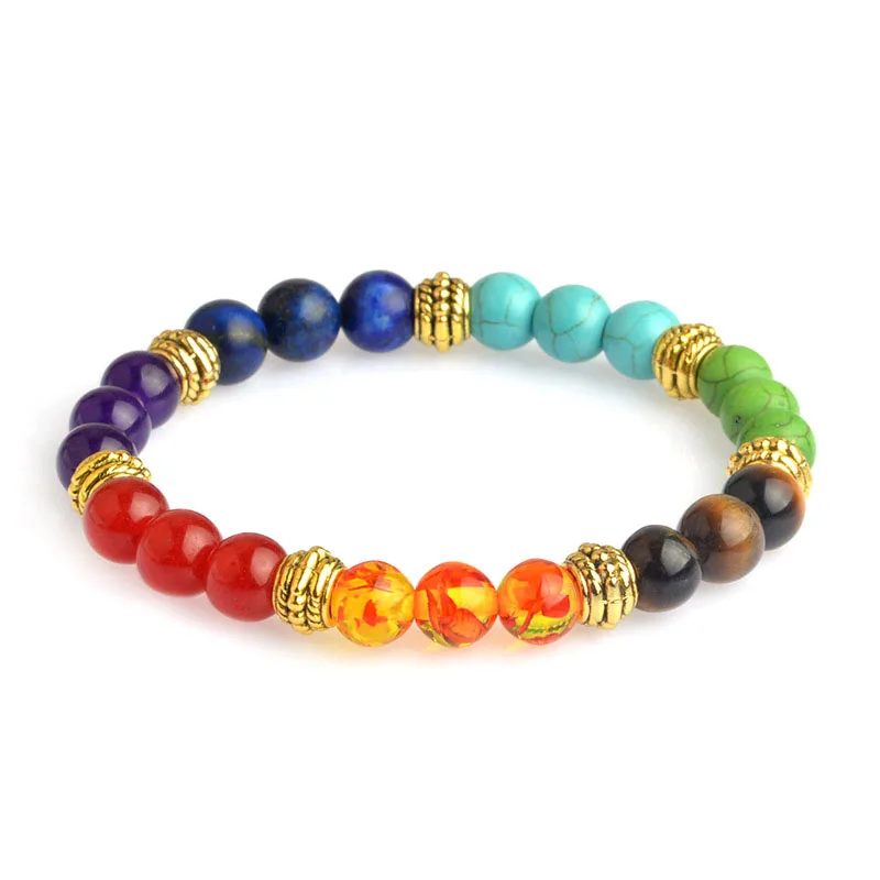 

SUMENG 2021 New 7 Chakra Bracelet Men Black Lava Healing Balance Beads Reiki Buddha Prayer Natural Stone Yoga Bracelet Jewelry