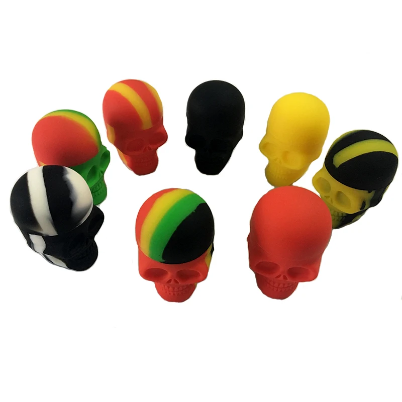 5pcs/lot Silicone Bho Dab Wax Oil Concentrate Container Jar Big Skull 15 ML Free Shipping |