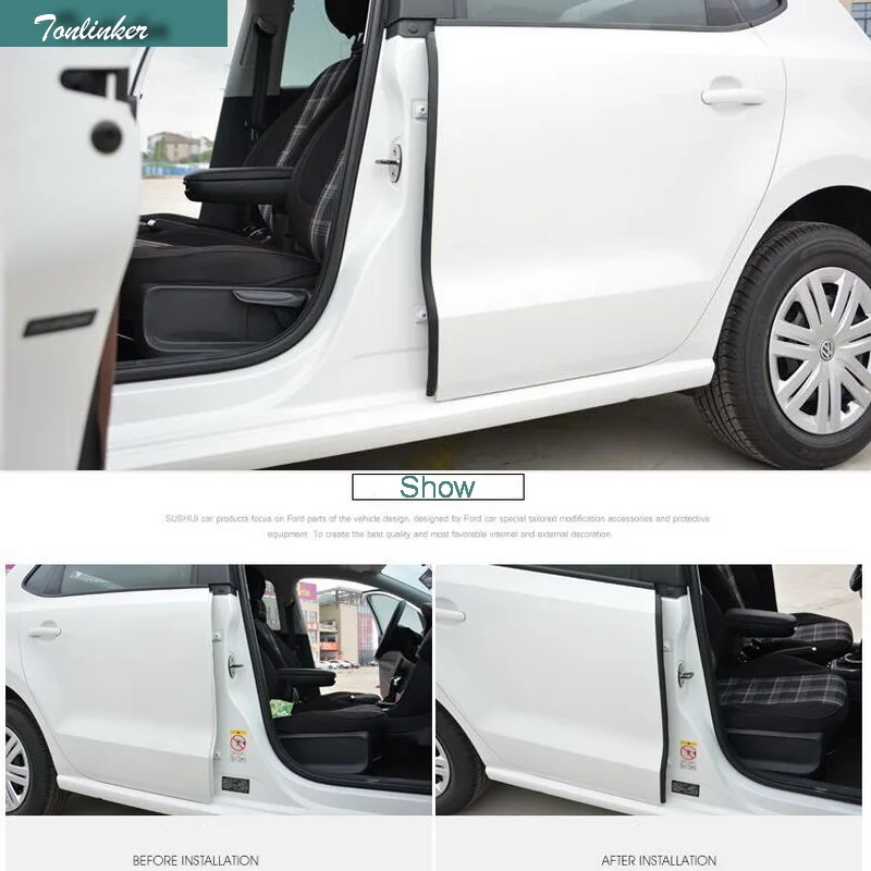 

Tonlinker 2 pcs DIY ABS plastic Car styling Soundproof door B pillar sealing strip Cover Case Stickers For Volkswagen POLO