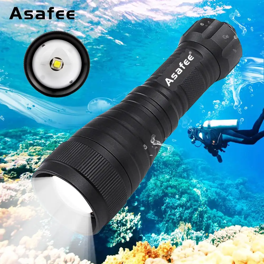 

Asafee Diving Torch Video Handheld Diving Light Scuba 1050 LM XM-L2 LED Dive Photography Video Camera Tactical Flashlight