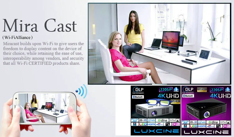 Горячие Продаж 4 К Короткофокусный Смарт Bemaer Z4000/2205 P Android 4.4 Ultra HD Proyector/Домашнего