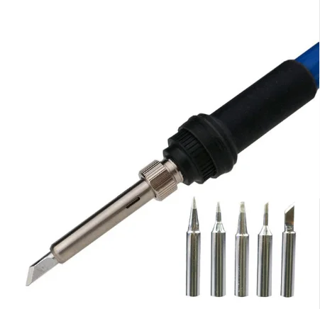 110V US Plug Iron 220 V 110 V 60 W Регулируемая температура Электрический паяльник Сварка наладочная станция для пайки тепловой Карандаш 5 шт. Советы Инструменты для ремонта - Цвет: 110V US Plug Iron