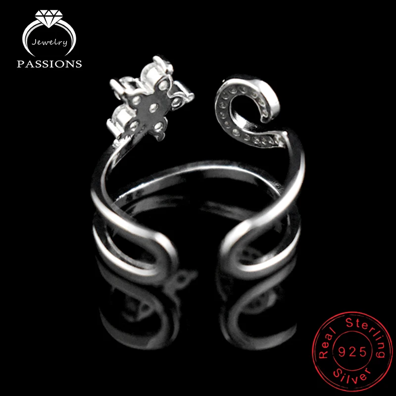 Женское Двухслойное кольцо из серебра 925 пробы с фианитами | Украшения и