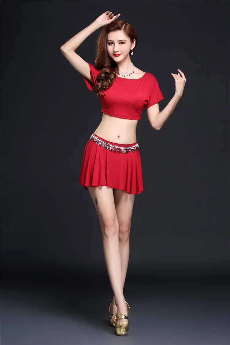 NEW Women Belly Dance Costume Practice Wear Oriental Bollywood Dancing Dress Top Skirt Belt Set Dance Wear Sexy For Adult