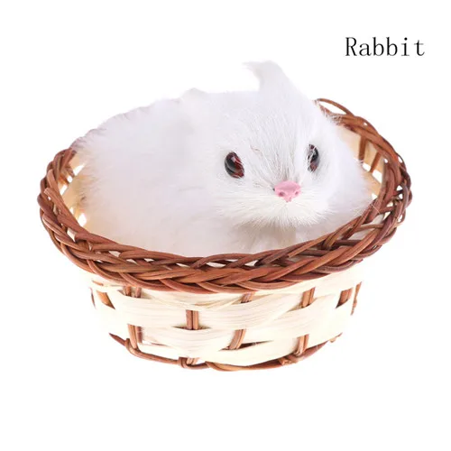 Пластиковые зайчики собаки кошки в корзине игрушки из искусственного плюша для