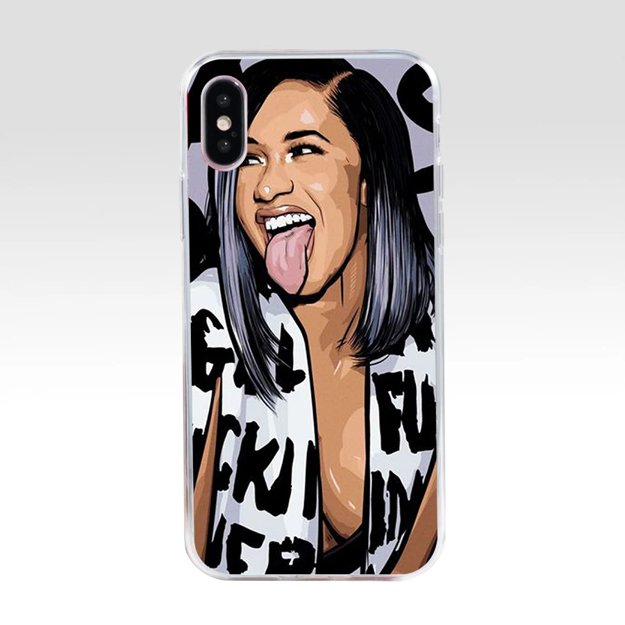 165H Cardi B Мягкий Силиконовый ТПУ чехол для телефона iphone 5 5s se X XR XS Max чехол|Бамперы| |