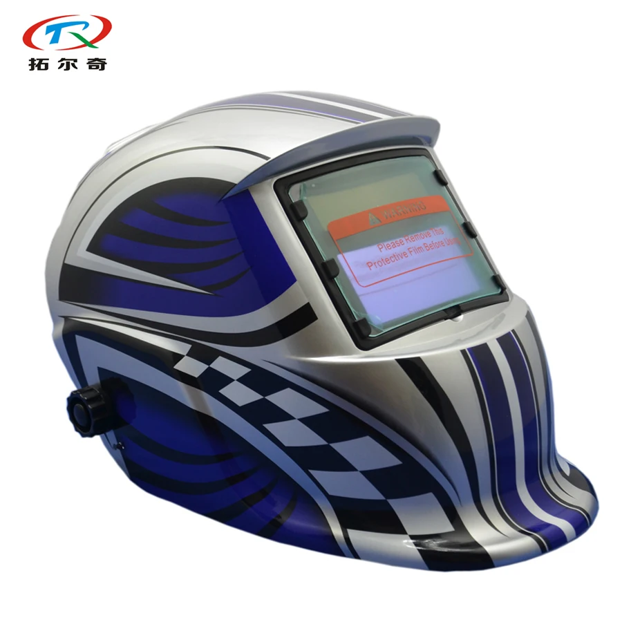 Сварочная маска с автозатемнением серебристый и синий шлем для автоматической