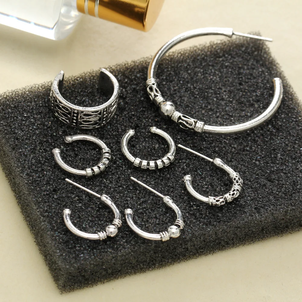 70 шт./компл. большие маленькие круглые серьги-кольца набор серег-петель античного