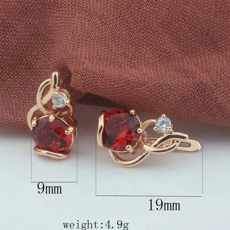 FJ New Women White Crystal Drop Earrings 585 Red Stone Twisted Dangle | Украшения и аксессуары