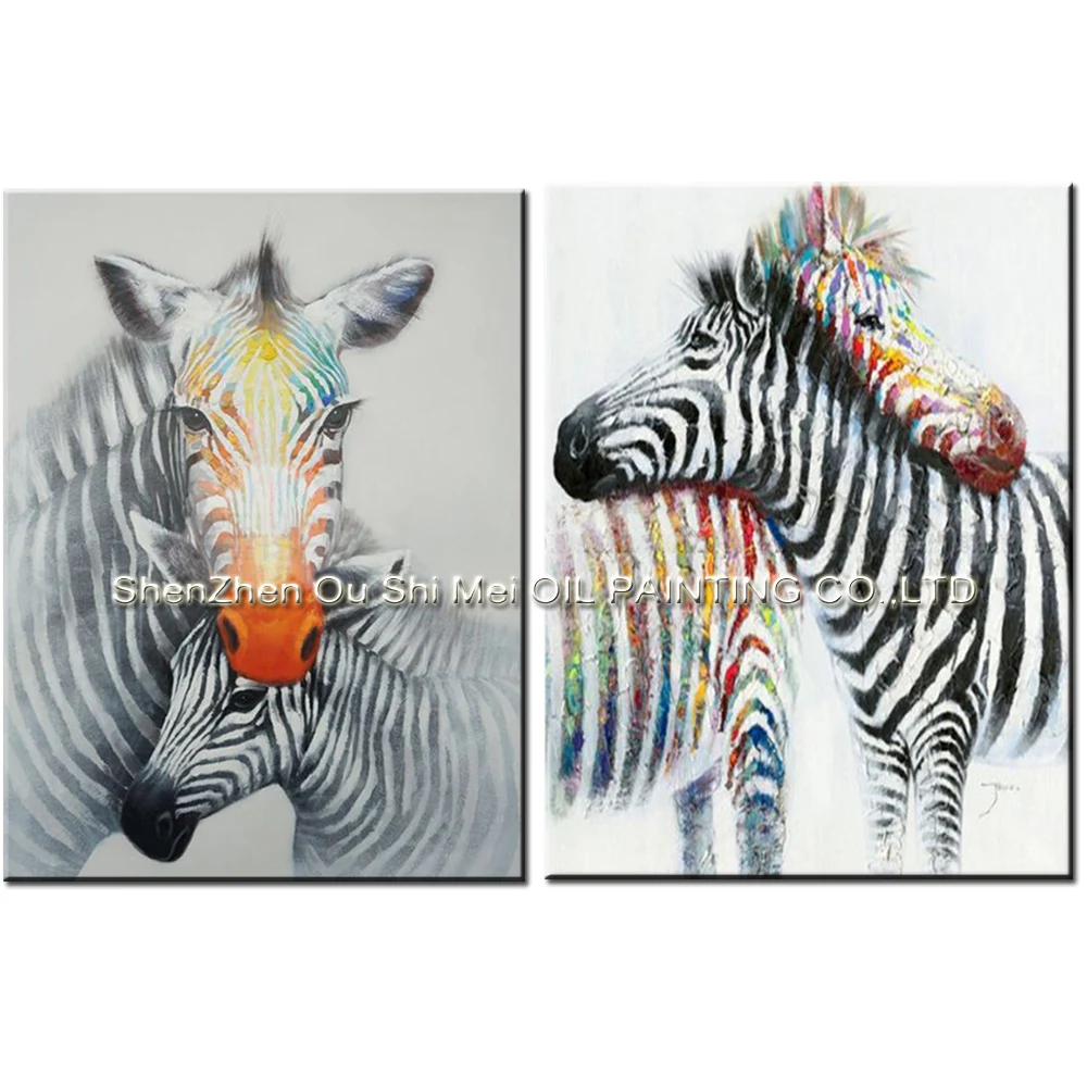 

New Handmade Oil Painting Embrace Zebra Paintings For Living Room Wall Pictures Decor Modern Abstract Love Animals Paintings
