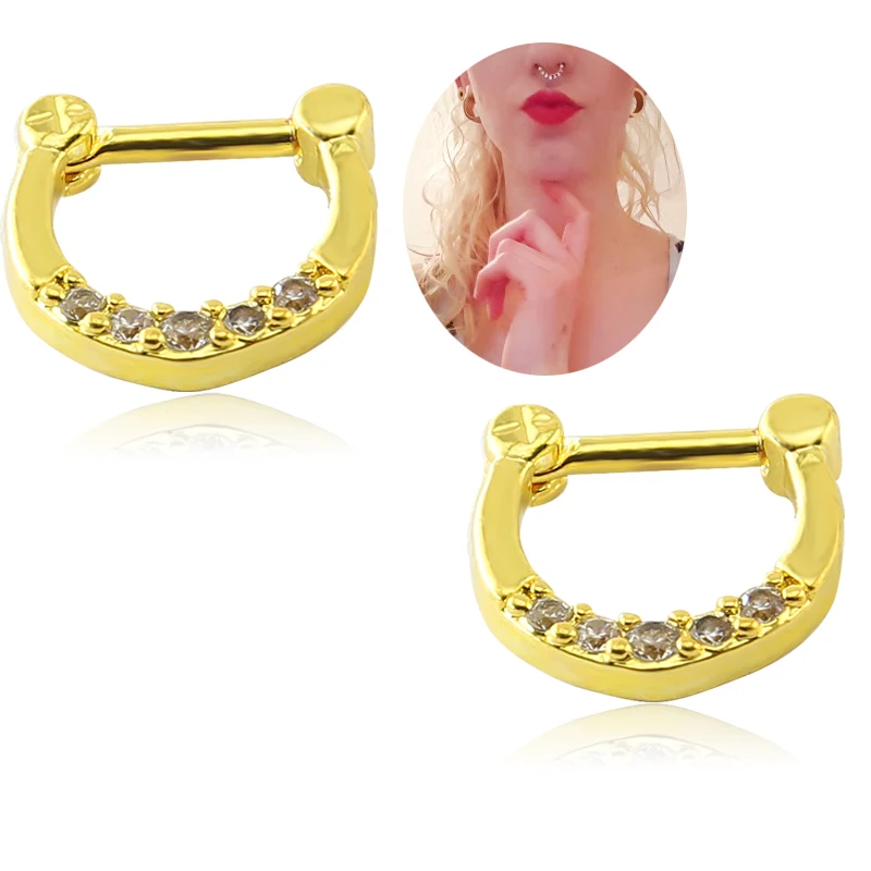 316L Surgical Stainless Steel Pave Zircon Nose Hoop Ring Nipple Septum Clicker Ear Piercing CZ Gems Jewelry | Украшения и