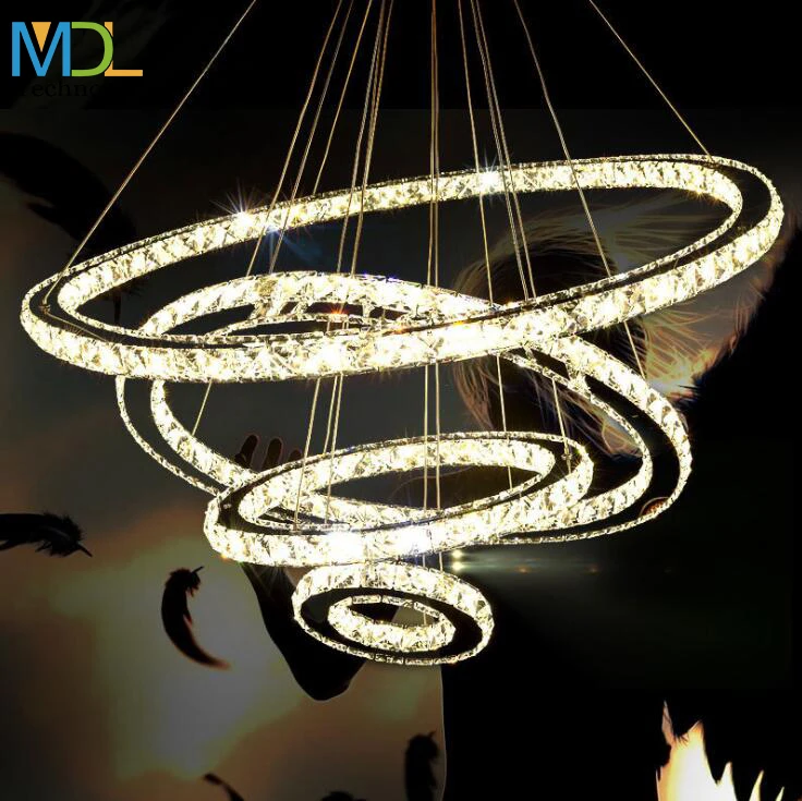 

Modern Led Crystal Chandelier Lighting Ceiling Lustre Diamond Ring Lamp Lamparas Hanging Light Fixtures Suspension Luminaire