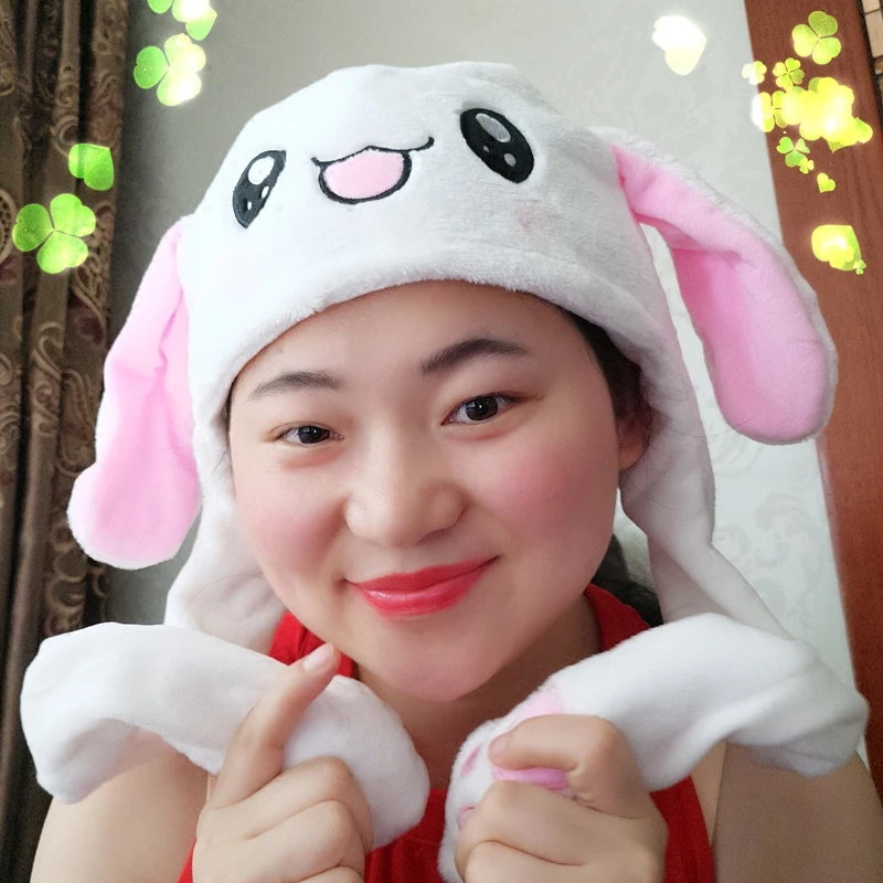 Douyin плюшевая шапка с заячьими ушками ручная защелка вертикальная Кепка для детей