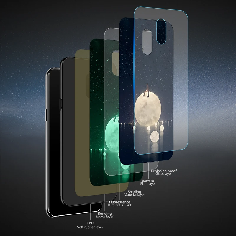 Роскошный светящийся чехол из закаленного стекла для телефона для Oneplus 5 5 T, светящийся в темноте чехол для телефона Oneplus 6 6 T, чехол, Новинка