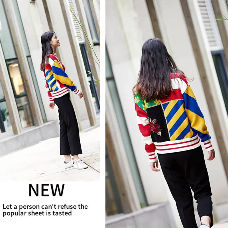 Подиумный винтажный зимний свитер для женщин 2018 с вертикальными полосками милый