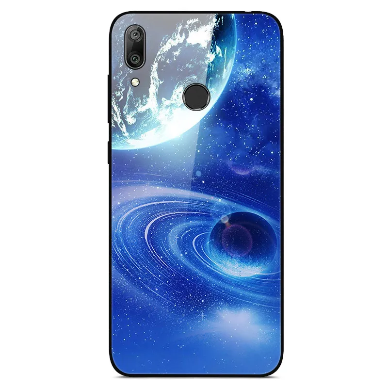 38 Чехол для телефона s для huawei Y7, жесткая задняя крышка из закаленного стекла для huawei Y7, чехол Y 7, мягкий бампер, художественный чехол 6,26 - Цвет: 38