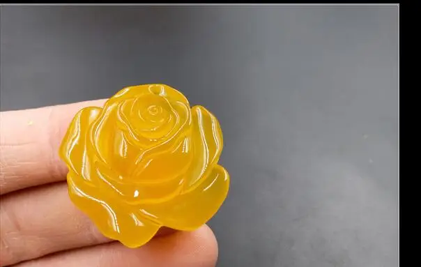 Натуральная желтая роза подвеска в виде ледяного халцедона ожерелье с подвеской