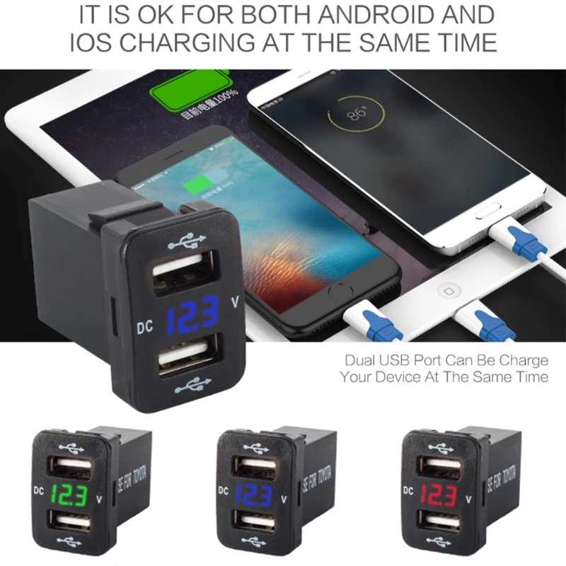 12V двойной USB порт автомобильное зарядное устройство гнездо вольтметр 4.2A адаптер