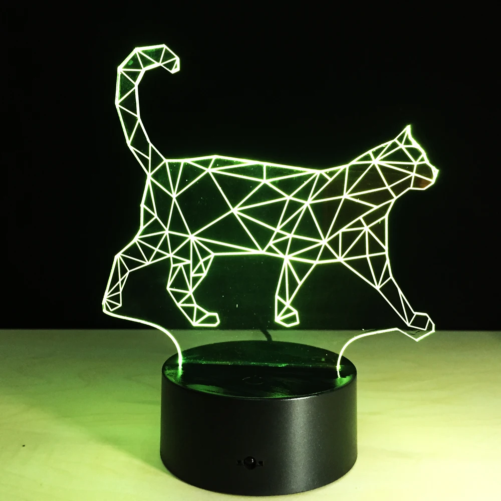 7 Цвета прекрасные пешеходные Cat 3D акриловые светодиодные лампы ночной