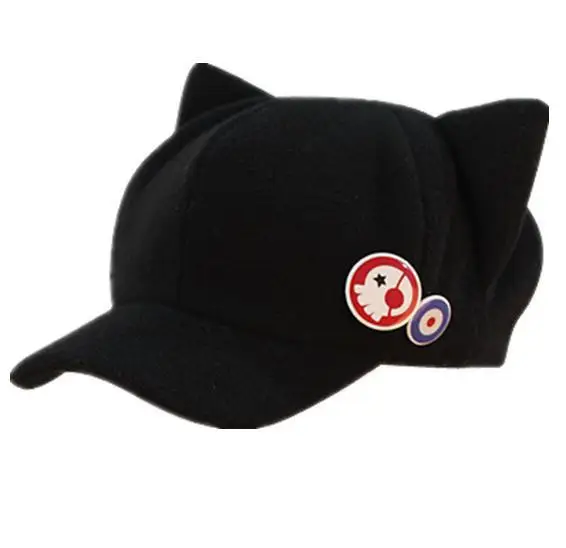 Free shipping Anime EVA Cosplay Hat Asuka Langley Soryu Cat Ear Kawaii Cap For Women Men +Badges New