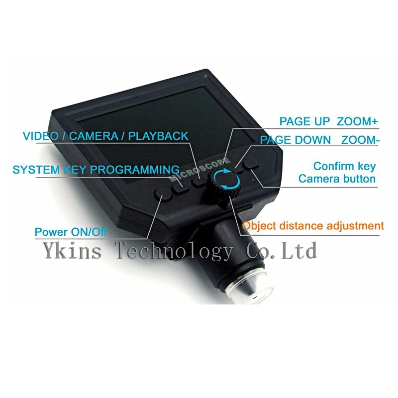 1-600x 3.6MP USB электронный портативный микроскоп 8 LED VGA 4 3 "высокой четкости ЖК-экран
