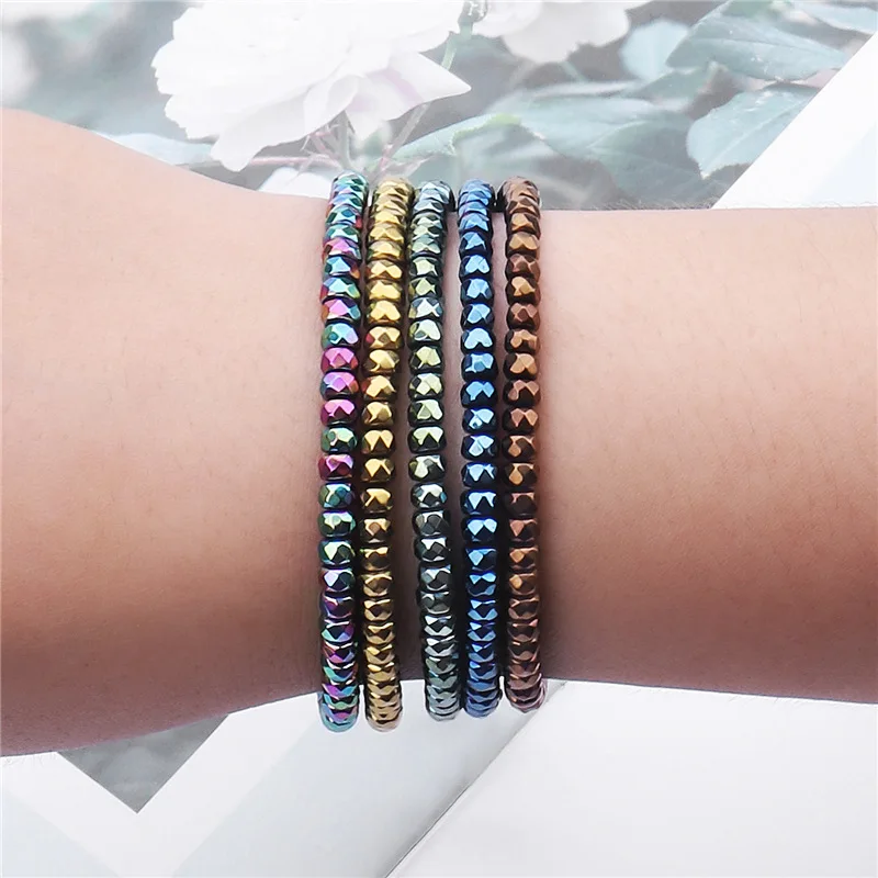 Новый гальванический цветной браслет из бисера черный и белый магнитный