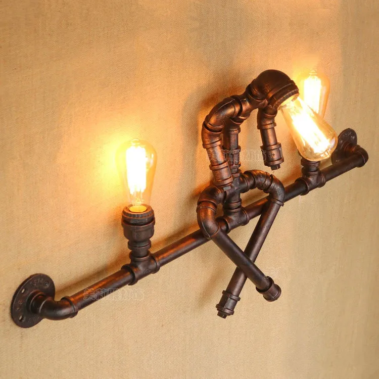 

IWHD Iron Water Pipe Robot LED Wall Lamp Industrial Vintage Loft Style Wall Lights Fixtures For Home Lighting Bedside Light