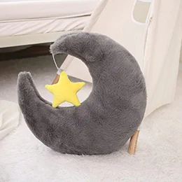 Grey moon Фэнтези желтая звезда Луна Корона сердце форма плюшевая подушка мягкая подушка для дивана стула подушка из искусственного меха кролика спинка для кормящих девочек - Цвет: Grey moon