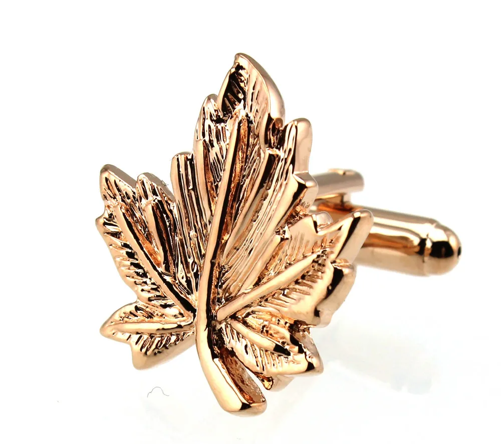 Sunnylink мужские запонки кленовый лист розовое золото для рубашки M3669 22 мм|gold cufflinks|f