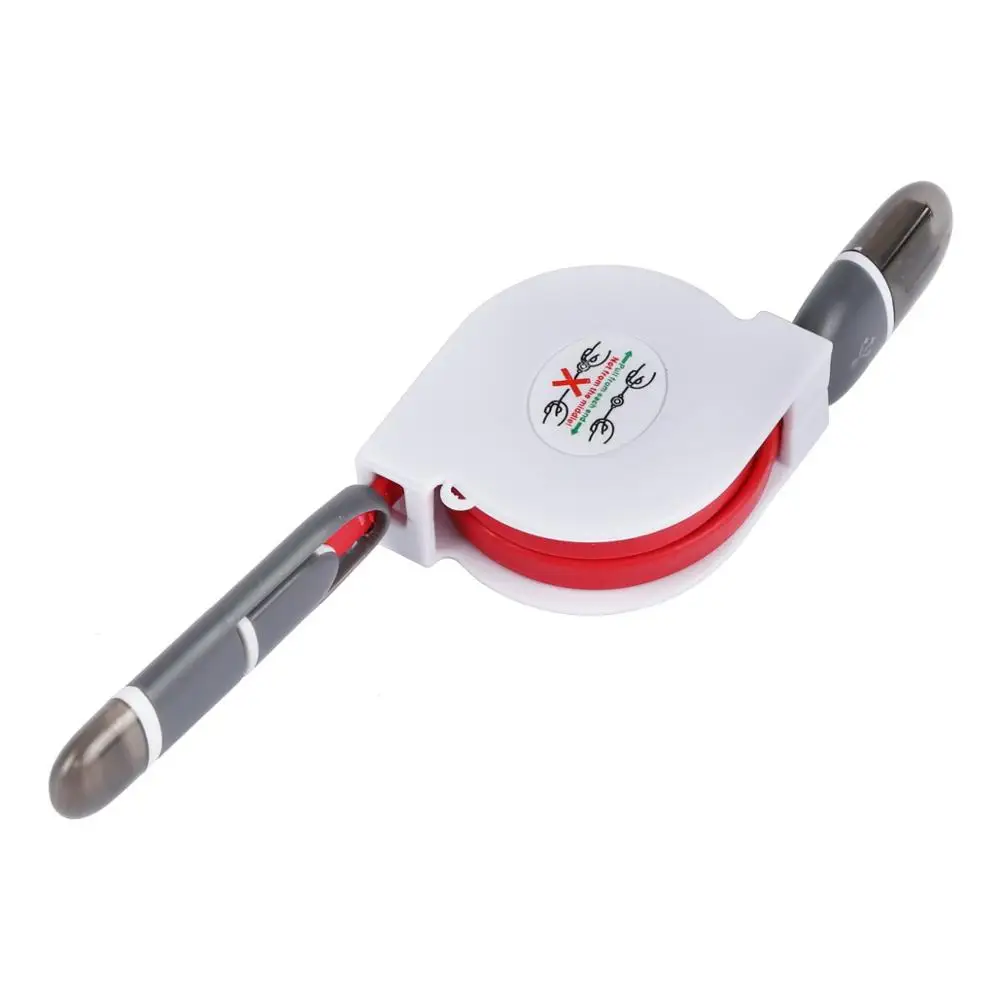 Красный Выдвижной 2 в 1 Micro USB порт+ для IOS кабель для передачи данных для iPhone samsung Xiaomi huawei зарядный кабель USB порт передачи данных - Цвет: Красный