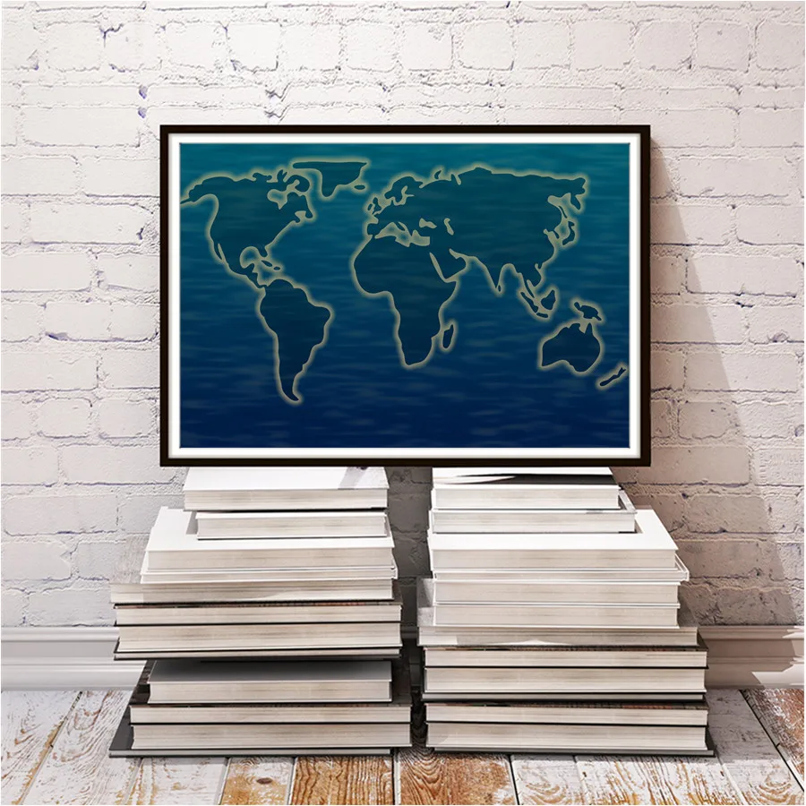 Винтажные krafts бумаги Карта мира искусства настенные наклейки холсте картина office