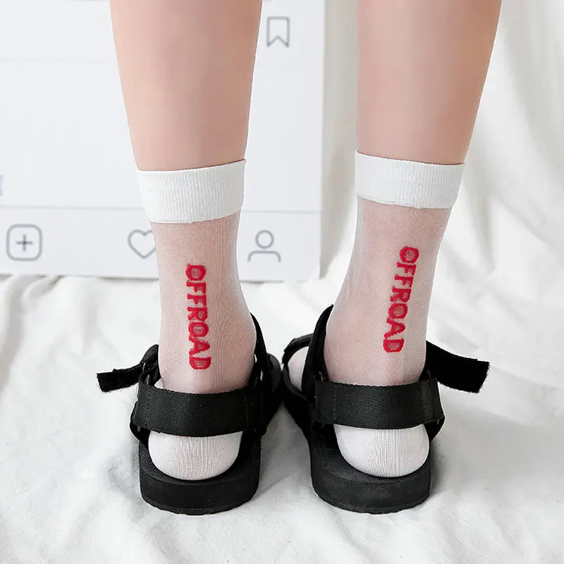 Женские Дышащие носки HUI GUAN мягкие прозрачные ультратонкие белого и черного