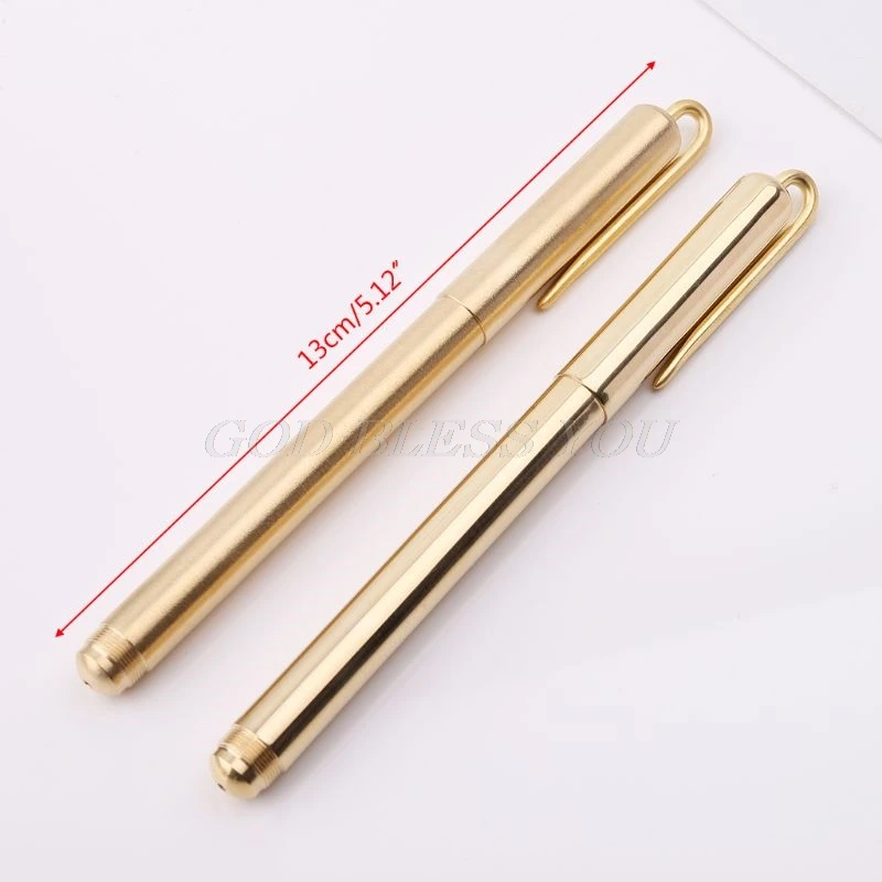 

Retro Gold Brass Black Ink Ballpoint Pen Handmade With Clip Office School Supplies Stationery Drop Shipping