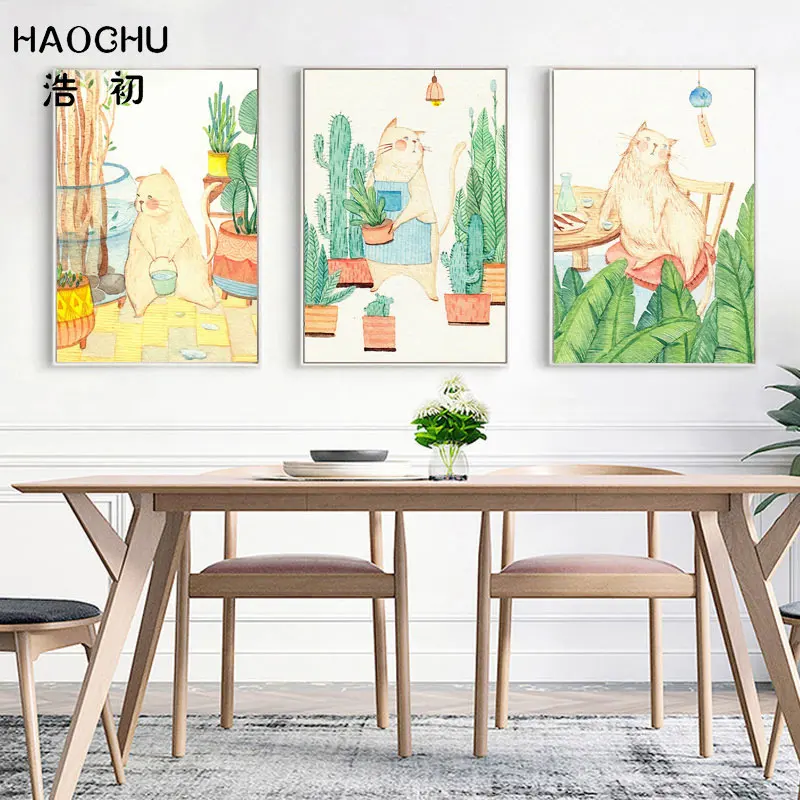 HAOCHU Европейская пасторальная ручная роспись кошки фаната сад струйная живопись