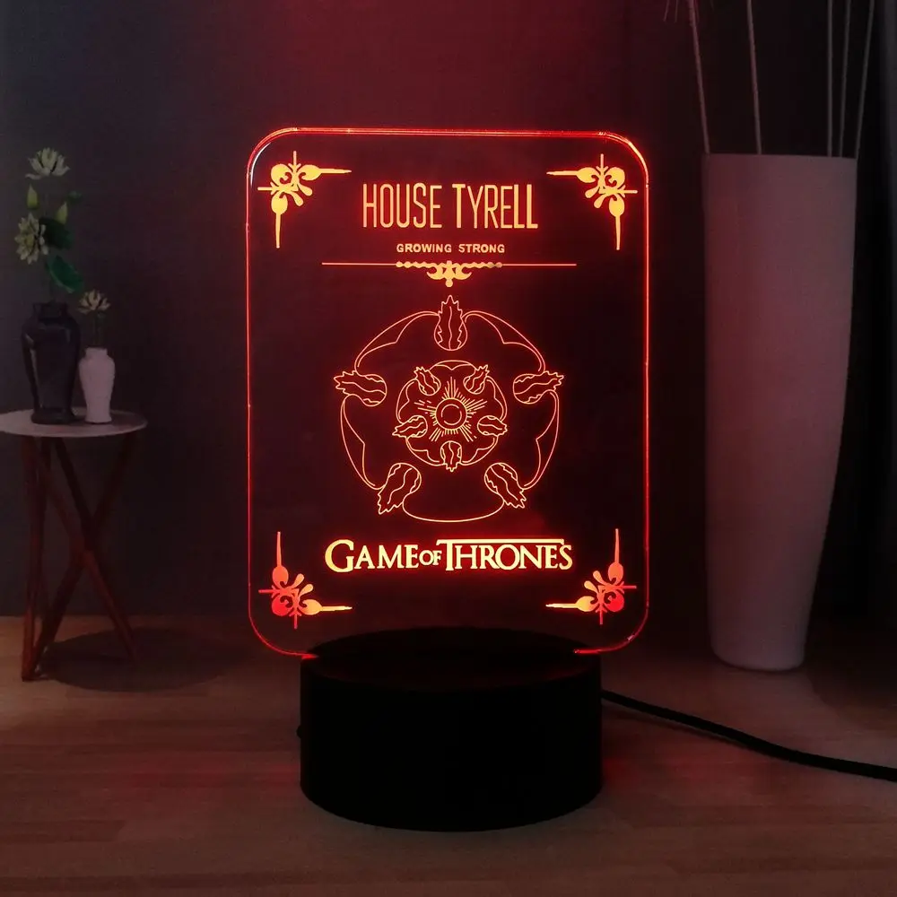 Светодиодный детский ночник дом Тиреллов Игра престолов разноцветная