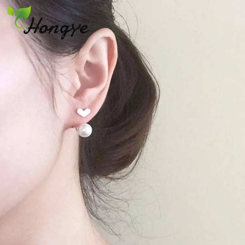 Hongye женские серьги-гвоздики из настоящего серебра, женские серьги с натуральным жемчугом, Свадебные/вечерние/юбилейные серьги