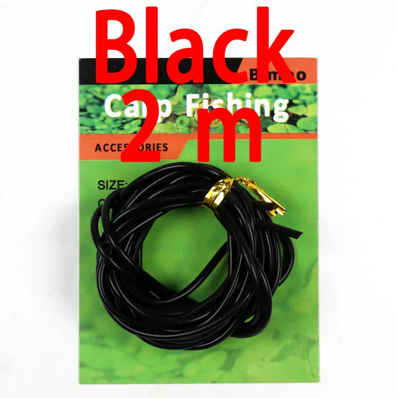 2m Black Bimoo 2 м/упак. рыболовный поплавок для ловли карпа, силиконовая трубка, крючок для волос, силиконовый камуфляж, зеленый, 2 мм, рыболовные снасти, резиновый рукав - Цвет: 2m Black