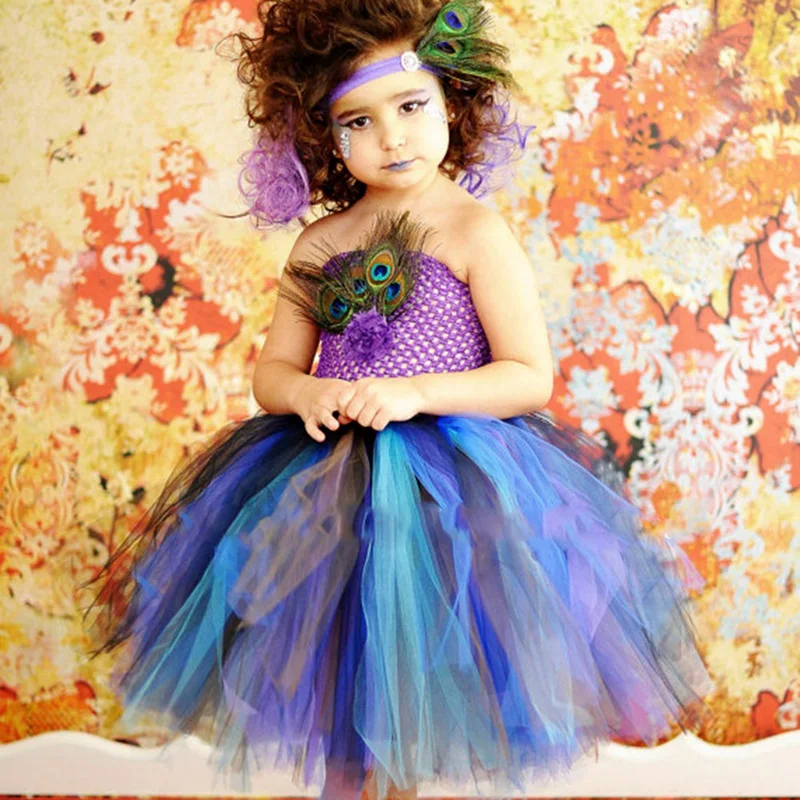Платье принцессы для девочек с павлином вечеривечерние на день рождения ручной