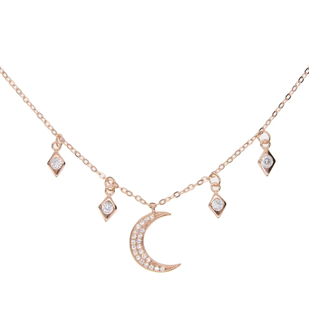 

Micro pave cz Moon charm choker ожерелье из стерлингового серебра 925 пробы высокое качество женский тонкий ошейник чокеры