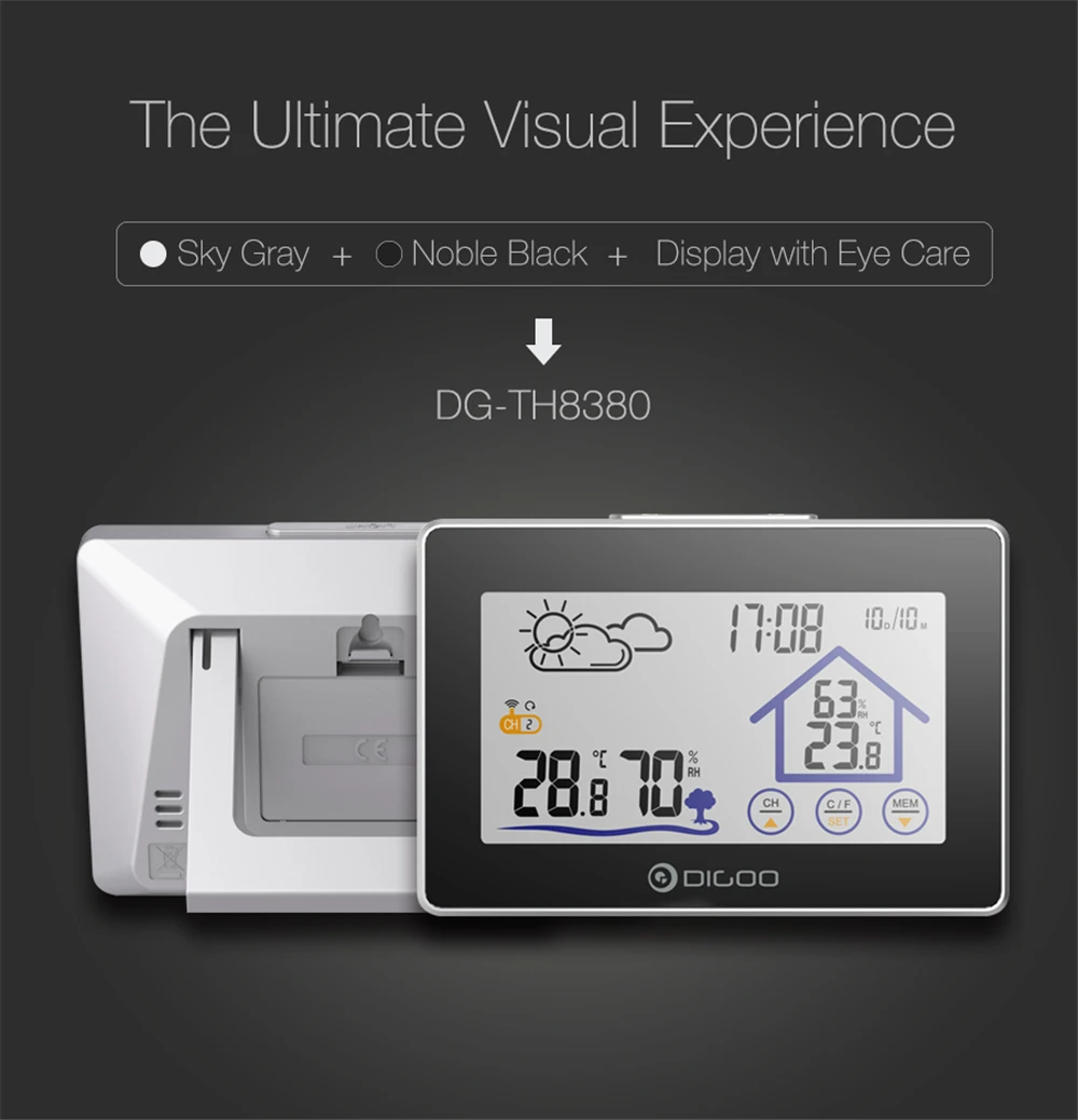 Digoo DG TH8380 Термометры беспроводной сенсорный экран метеостанции термометр