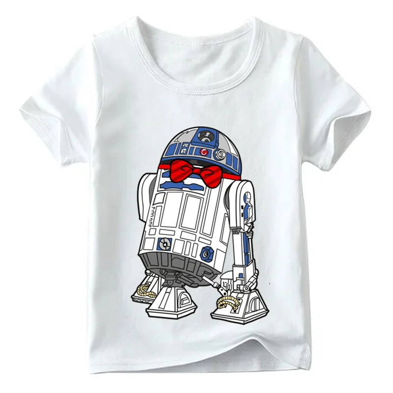 Забавная футболка с R2-D2 «Звездные войны» и BB-8 для маленьких мальчиков и девочек летние детские топы с короткими рукавами, детская повседневная одежда HKP5193 - Цвет: White C