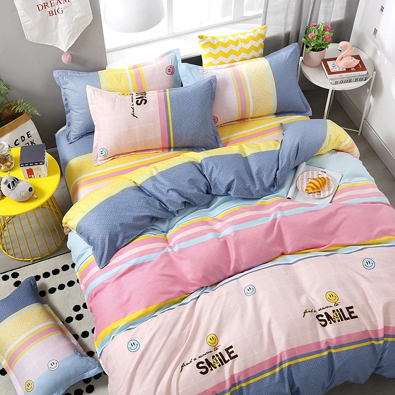 4 шт./компл. удобный комплект постельного белья с мультяшным принтом в розовом